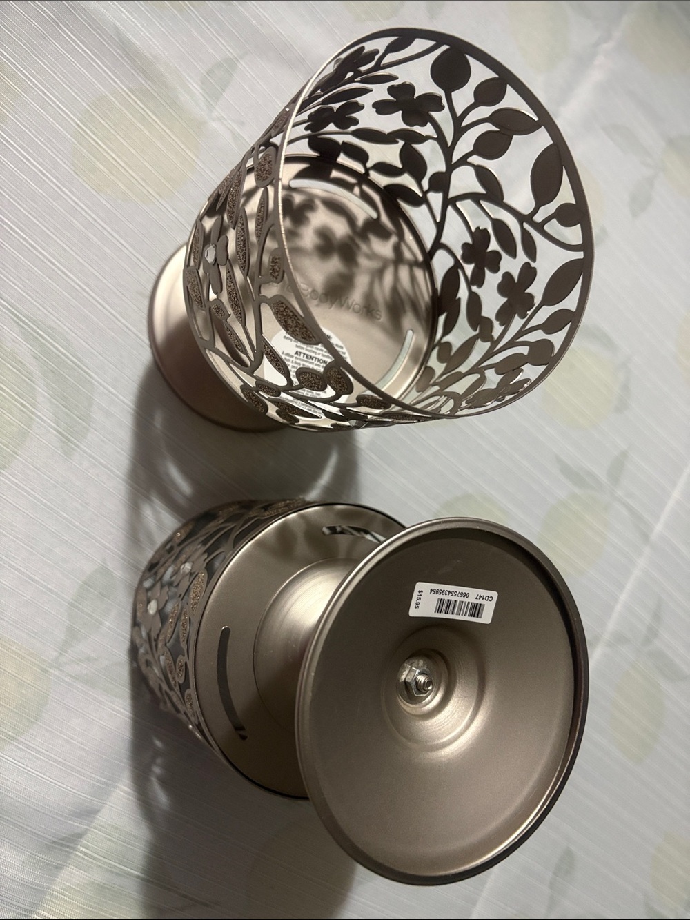 Metal Floral Candle Holder - Champagne Finish